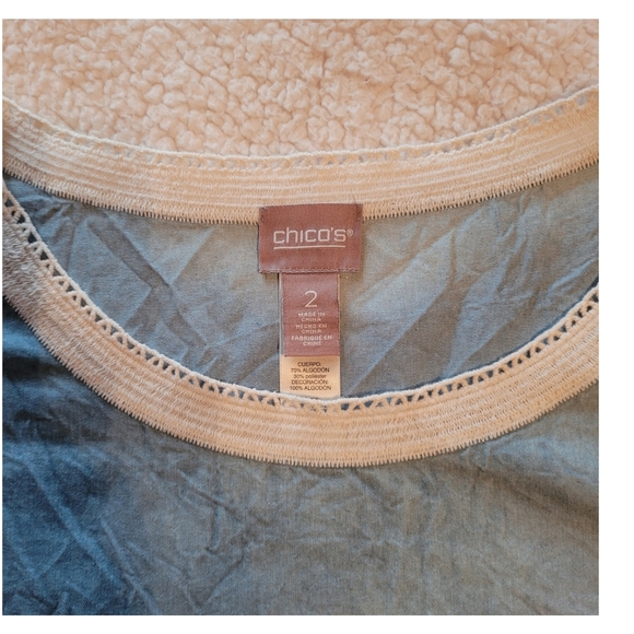 Chico's Chambray Crochet Embroidered Top Size Chico's 2 - Picture 4 of 10